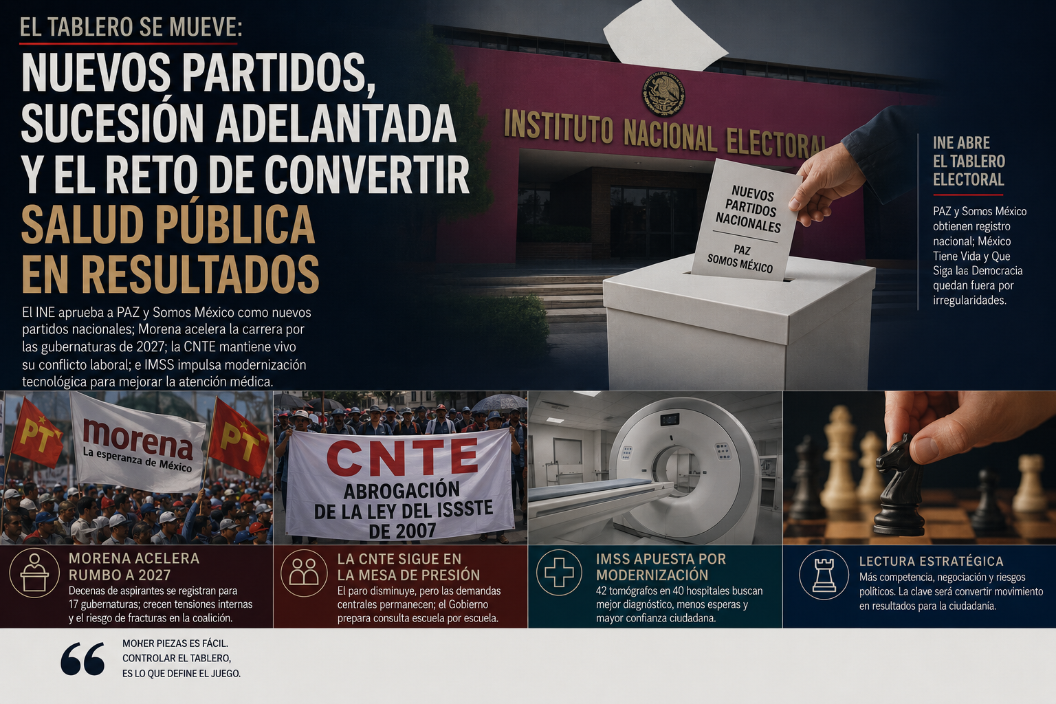 El tablero se mueve: nuevos partidos, sucesión adelantada y el reto de convertir salud pública en resultados